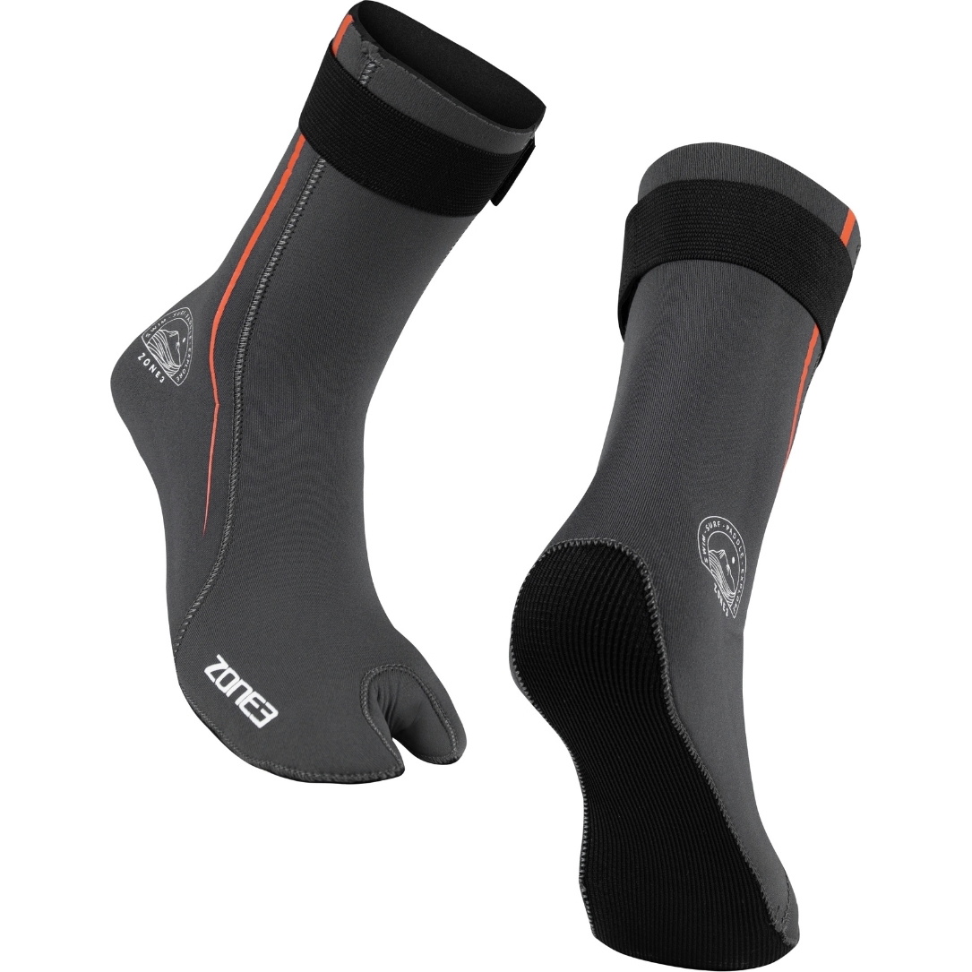 2026 ZONE3 Active-Flex 3mm Swim Sock NA25UAFSS104 - Grey / Orange